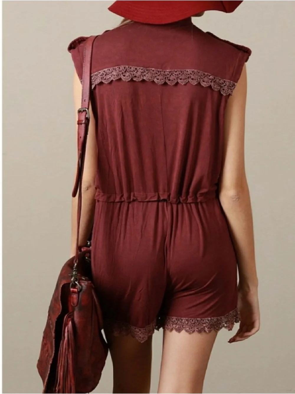 POL Sleeveless Moto Romper Stretch Jersey Knit